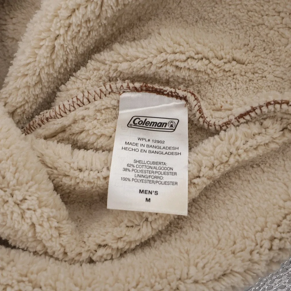 NEW Coleman Bonded Waffle Sherpa Lined Henley Brown Long Sleeve Mens Medium